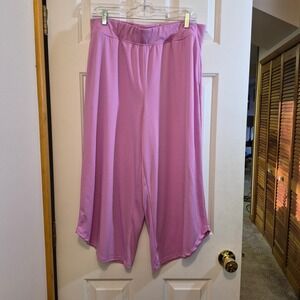 Cuddl Duds Womens Pink Wide Leg Crop Lounge Pants Tulip Hem Large PJ Culottes
